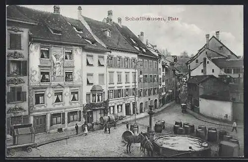 AK Schaffhausen, Platz mit Brunnen