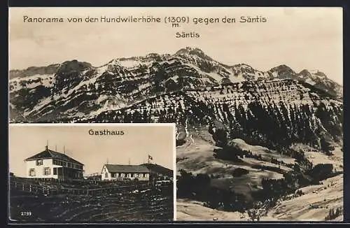 AK Hundwil, Hundwilerhöhe mit Gasthaus und Säntis