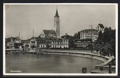 AK Romanshorn, Partie mit Kirchturm