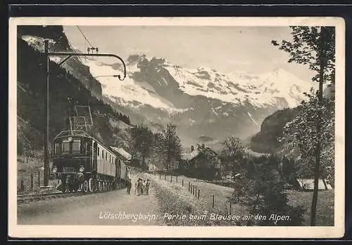 AK Lötschbergbahn, Partie beim Blausee mit den Alpen