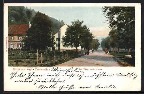 AK Remismühle, Leute auf der Strasse am Asyl