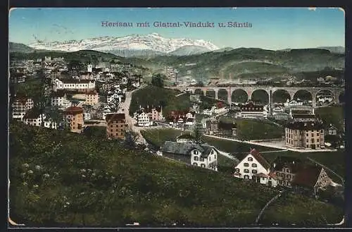 AK Herisau, Mit Glattal-Viadukt u. Säntis