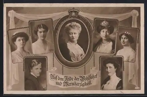 AK Kaiserin Auguste Victoria von Preussen, 7 Portraits, Prinzessin Ady, Prinzessin Eitel Friedrich