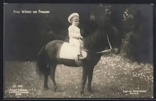 AK Prinz Wilhelm als Kind auf einem Pony