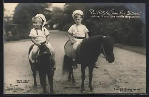 AK Prinz Wilhelm und Prinz Louis Ferdinand, Reitausflug