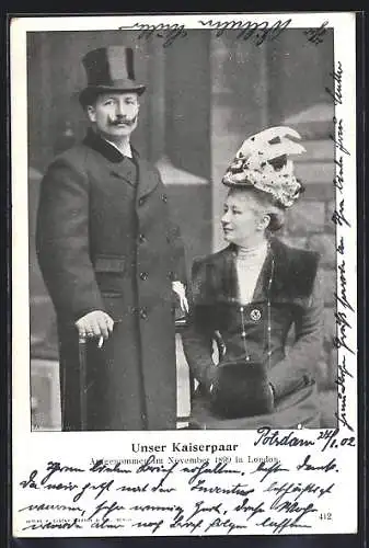 AK Kaiser Wilhelm II., Unser Kaiserpaar, aufgenommen im November 1899 in London