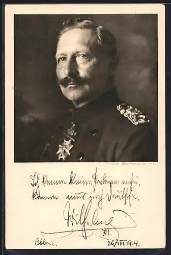 AK Brustbild des Kaisers Wilhelm II. in Uniform