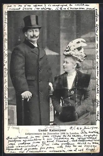 AK Kaiser Wilhelm II., Unser Kaiserpaar, aufgenommen im November 1899 in London