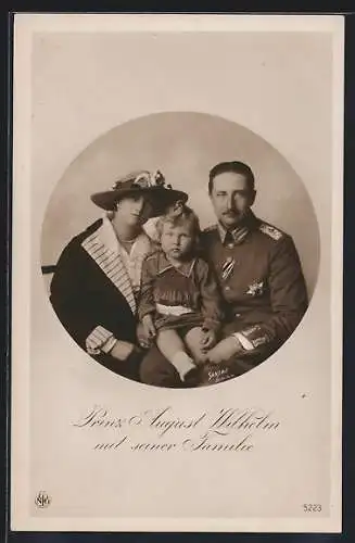 AK Prinz August Wilhelm mit seiner Familie, kreisrund umrahmt