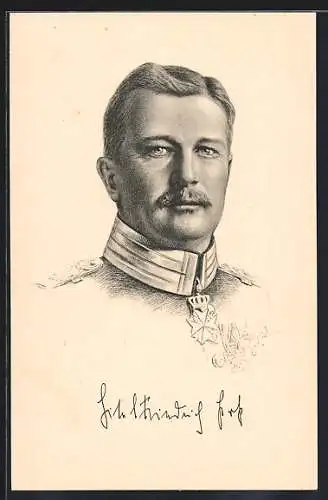 AK Prinz Eitel Friedrich von Preussen in Uniform, Zeichnung