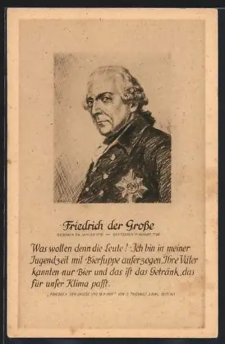 AK Porträt König Friedrich II. (der Grosse) in Uniform