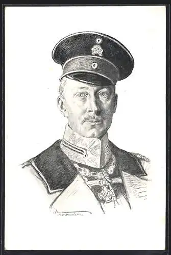 Künstler-AK Kronprinz Wilhelm von Preussen in Uniform