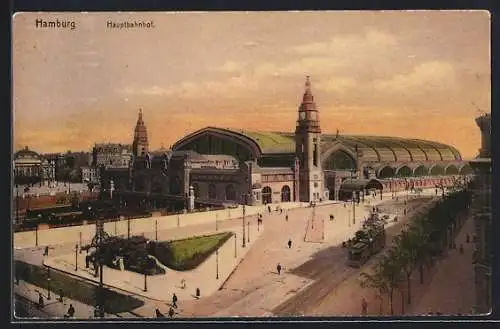 AK Hamburg-St.Georg, Hauptbahnhof aus der Vogelschau