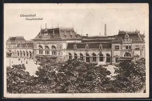 AK Düsseldorf, Hauptbahnhof im Sonnenschein