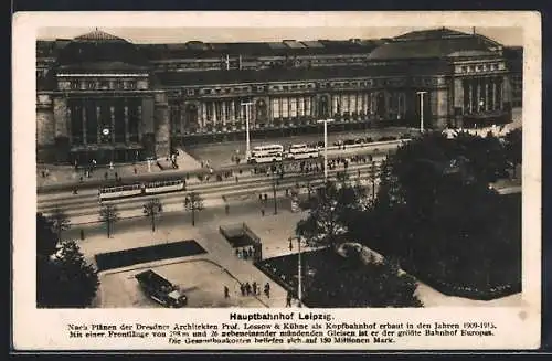 AK Leipzig, Hauptbahnhof aus der Vogelschau