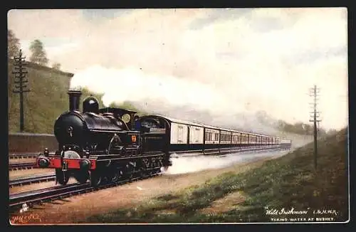 AK Wild Irishman taking water at Bushey, L & NWR, englische Eisenbahn