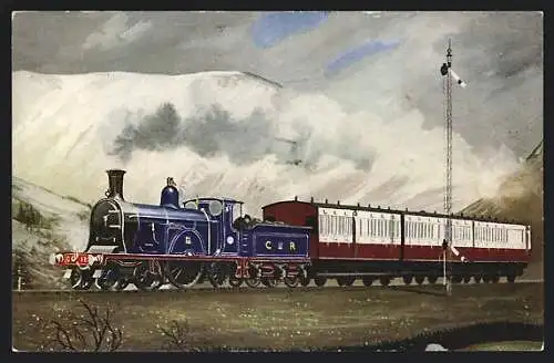 AK englische Eisenbahn, C.R. Single No. 123 between Beattock and the summit with a Carlisle-Glasgow train