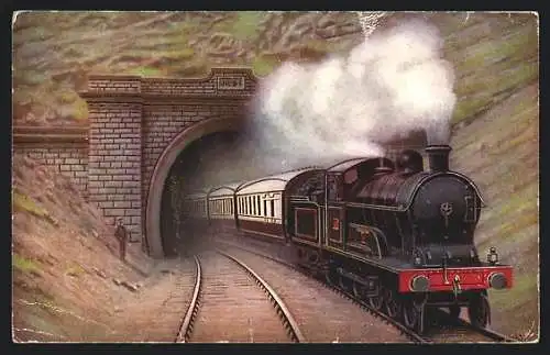 Künstler-AK Stanedge Tunnel, London & Northwestern Railway, Englische Eisenbahn