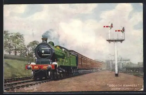 Künstler-AK Scotch Express, North Eastern Railway, englische Eisenbahn