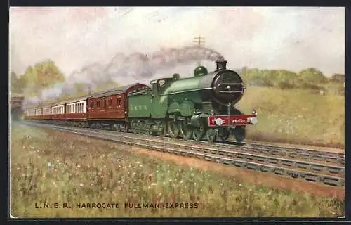 Künstler-AK L. N. E. R. Harrogate Pullmann Express, Drawn by Engine No. 4450 on the Great Northern Section