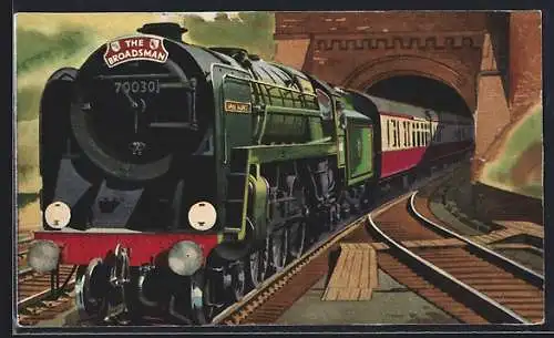 Künstler-AK The Broadsman, Englische Eisenbahn im Tunnel