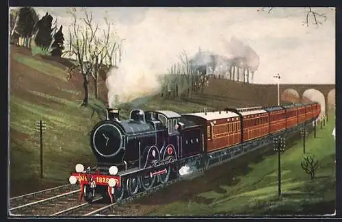 AK GER, 4-4-0 No. 1828 near Brentwood with Cromer-Liverpool St. train