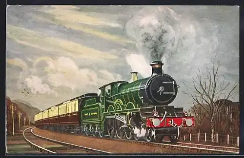 AK G.W.R. 4-6-0 No. 4009 Shooting Star climbing Dainton bank with a Paddington-Plymouth express, englische Eisenbahn