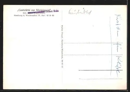 AK Hamburg, Die Gaststätte Zur Morgenpost, mit Innenansichten, Inh. Hans Ruppenstein