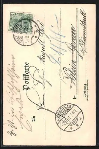 Lithographie Oberursel, Spitals-Kirche, Totalansicht mit Bergen