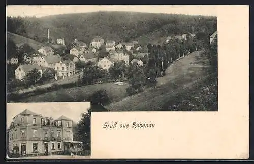 AK Rabenau / Sachsen, Gasthaus Friedrich Kunarth, Gesamtansicht aus der Vogelschau