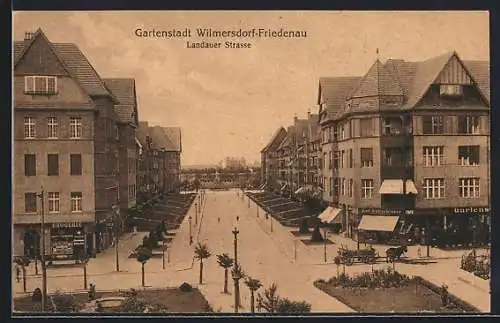 AK Berlin-Wilmersdorf-Friedenau, Landauer Strasse mit Café Karl Wollschlager