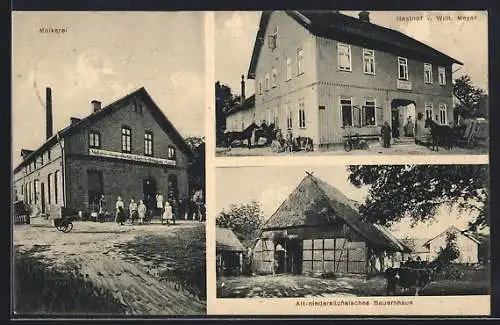 AK Ahnsbeck, Gasthof v. Wilh. Meyer, Molkerei und Alt-niedersächsisches Bauernhaus