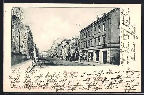 AK Augsburg, Blick in die Wertachstrasse