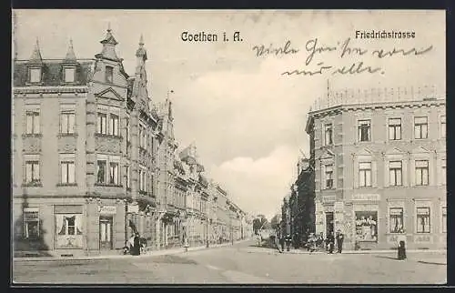 AK Coethen i. A., Blick in die Friedrichstrasse