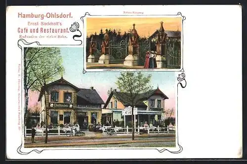 AK Hamburg-Ohlsdorf, Restaurant-Café Ernst Bockholt mit Terrasse