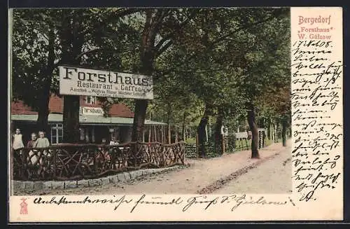 AK Bergedorf, Blick aufs Restaurant u. Café Forsthaus von W. Gülzow