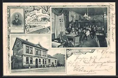 AK Mühlhausen / Thür., Gasthaus Ender in der Wilhelmstrasse 9, Innen- und Aussenansicht