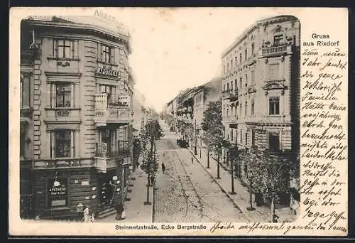 AK Berlin-Neukölln, Rixdorf, Apotheke Hugo Krüger, Steinmetzstrasse, Ecke Bergstrasse