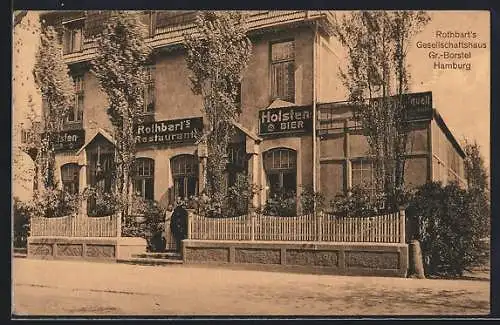 AK Hamburg-Gross-Borstel, Restaurant Rothbart`s Gesellschaftshaus