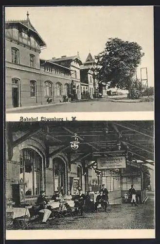 AK Löwenberg i. M., Der Bahnhof mit kleinem Café