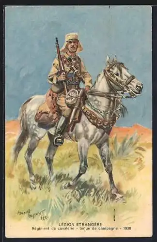 Künstler-AK Légion Etrangère, Régiment de cavalerie, tenue de campagne
