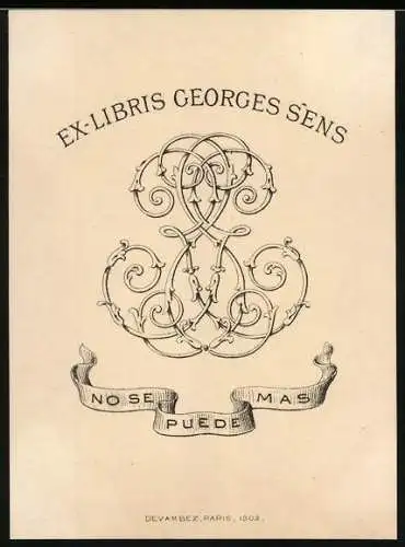 Exlibris Georges Sens, Ornament - Initialen