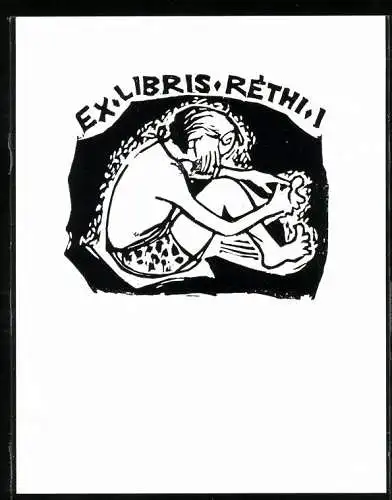 Exlibris Rethi, junge Frau bei der Pediküre