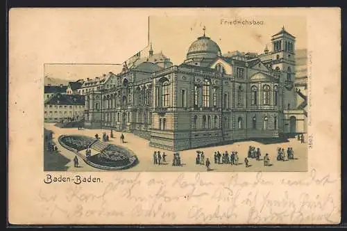 Lithographie Baden-Baden, Blick auf das Friedrichsbad