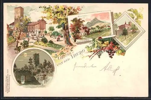 Lithographie Steinbach / Baden-Baden, Gasthaus Yburg, Neuweier