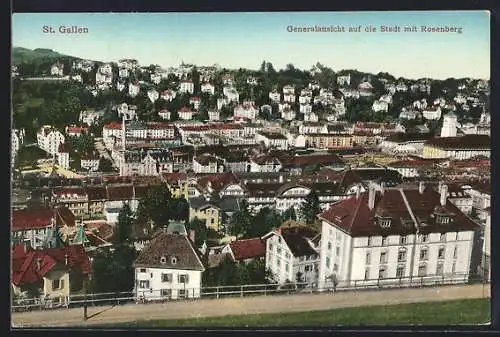 AK St. Gallen, Generalansicht auf die Stadt mit Rosenberg