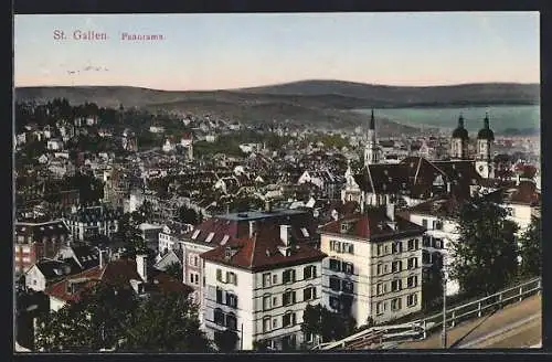 AK St. Gallen, Panorama mit Seeufer