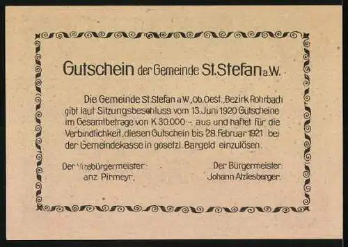 Notgeld St. Stefan a.W. 1920, 50 Heller, Dorfansicht mit Alpenpanorama