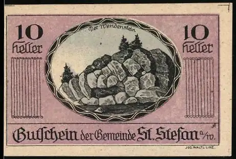 Notgeld St. Stefan 1920, 10 Heller, Motiv Der Wendenstein