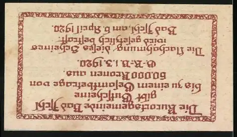 Notgeld Bad Ischl 1920, 5 Heller, Gültig bis 30. September 1920, Text und Unterschriften